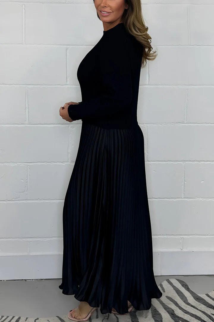 Robe plissée élégante à manches longues Kuschelwohl™ – couleur unie (Grandes soldes de Noël 🎄)