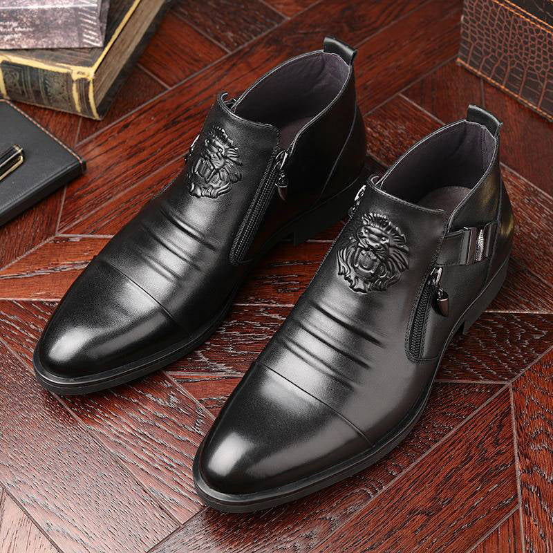 Bottines élégantes en cuir pour homme Cozy Comfort™ avec double fermeture éclair et bout pointu – Remise de Noël jusqu'à -40 % 🎁