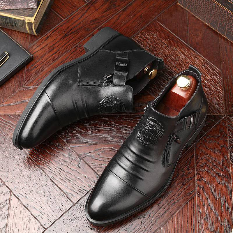 Bottines élégantes en cuir pour homme Cozy Comfort™ avec double fermeture éclair et bout pointu – Remise de Noël jusqu'à -40 % 🎁