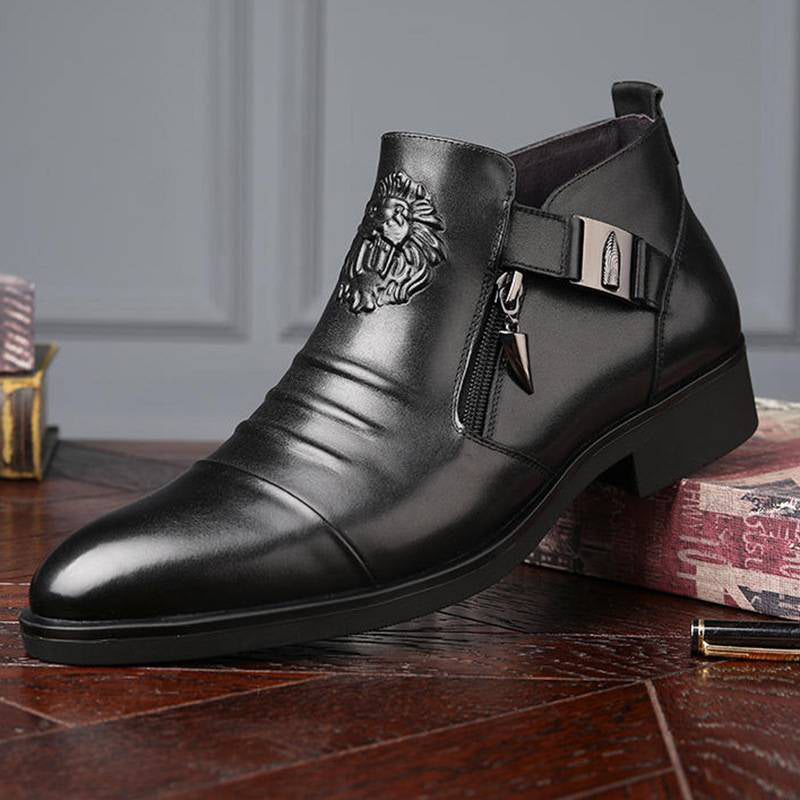 Bottines élégantes en cuir pour homme Cozy Comfort™ avec double fermeture éclair et bout pointu – Remise de Noël jusqu'à -40 % 🎁
