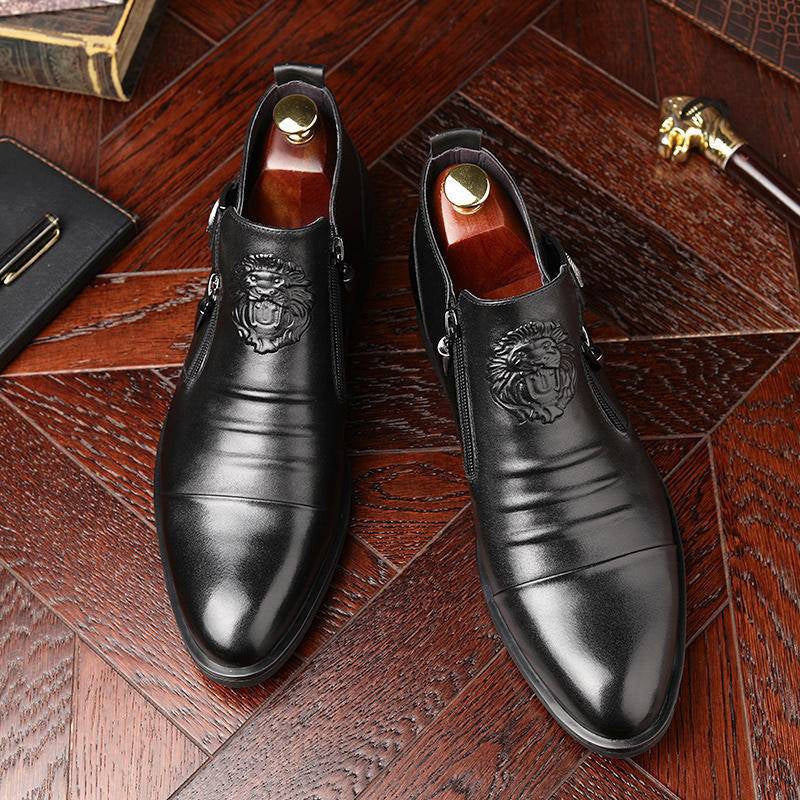 Bottines élégantes en cuir pour homme Cozy Comfort™ avec double fermeture éclair et bout pointu – Remise de Noël jusqu'à -40 % 🎁