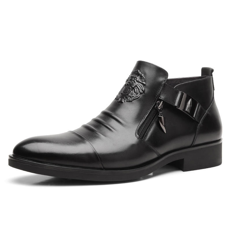 Bottines élégantes en cuir pour homme Cozy Comfort™ avec double fermeture éclair et bout pointu – Remise de Noël jusqu'à -40 % 🎁
