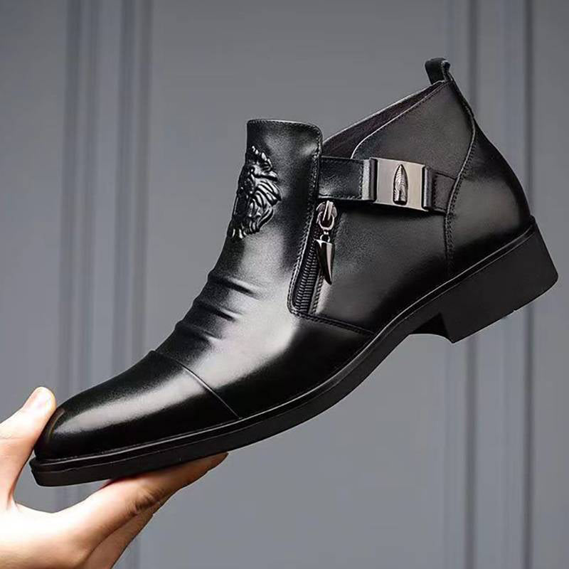 Bottines élégantes en cuir pour homme Cozy Comfort™ avec double fermeture éclair et bout pointu – Remise de Noël jusqu'à -40 % 🎁