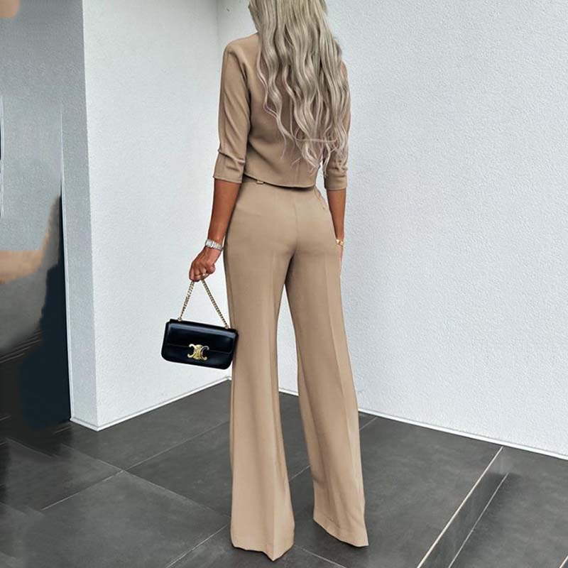 💃Neuveröffentlichung 2026✨Elegantes Set aus bauchfreiem Top und Hose mit weitem Bein für Damen