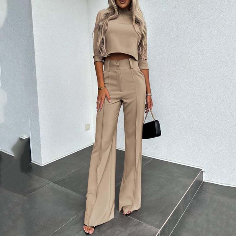 💃Neuveröffentlichung 2026✨Elegantes Set aus bauchfreiem Top und Hose mit weitem Bein für Damen