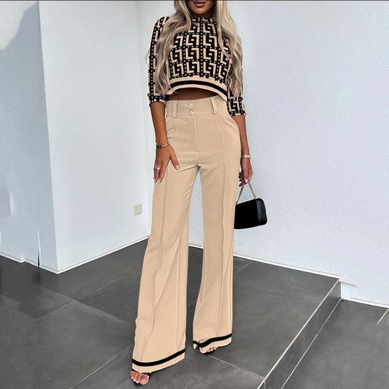 💃Neuveröffentlichung 2026✨Elegantes Set aus bauchfreiem Top und Hose mit weitem Bein für Damen