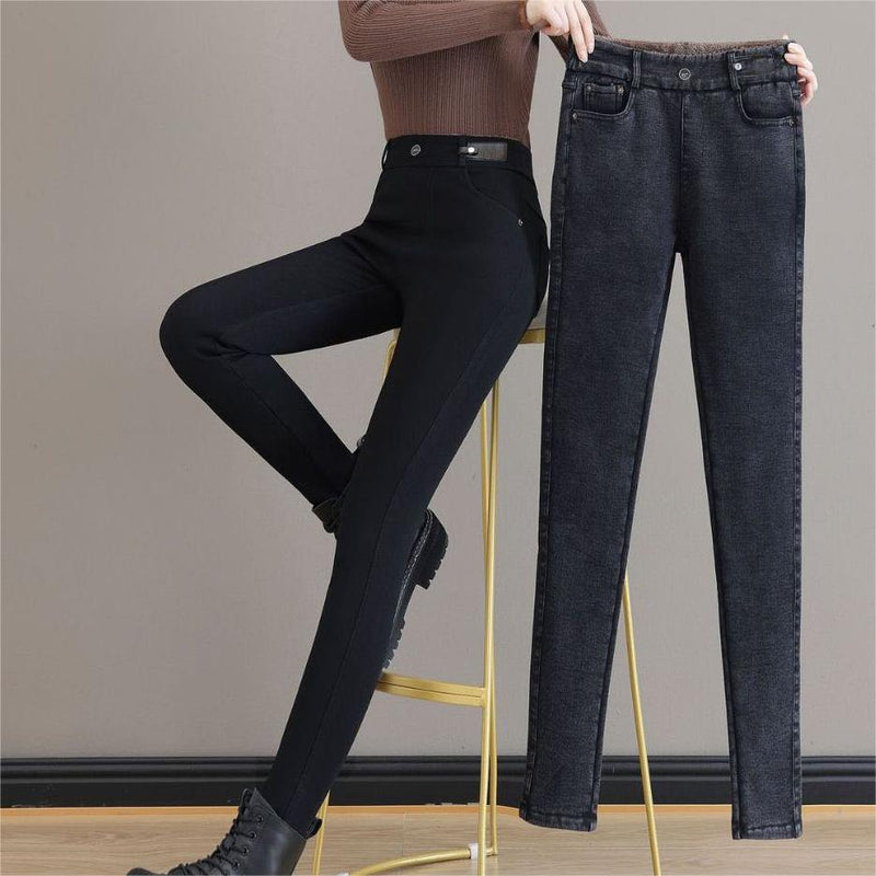 Jean skinny taille haute chaud Kuschelwohl® – Ultra extensible, toucher cachemire et véritable laine | 🎄 Grande vente de Noël