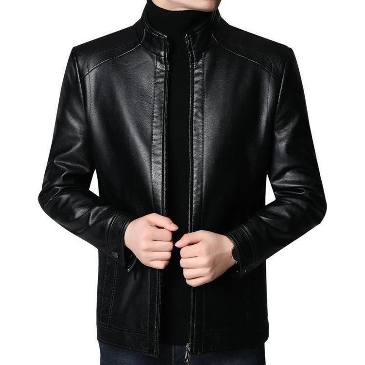 ❄️Offres d'hiver❄️ Veste chaude en cuir pour homme avec doublure en peluche 