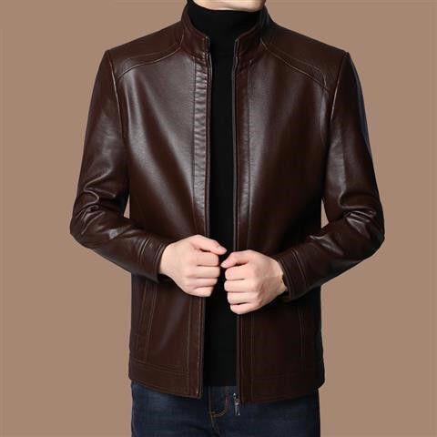 ❄️Offres d'hiver❄️ Veste chaude en cuir pour homme avec doublure en peluche 