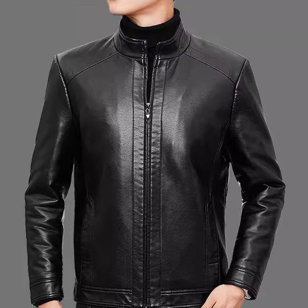 ❄️Offres d'hiver❄️ Veste chaude en cuir pour homme avec doublure en peluche 