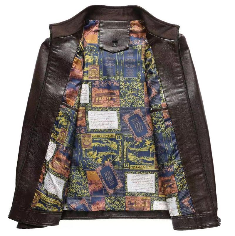 ❄️Offres d'hiver❄️ Veste chaude en cuir pour homme avec doublure en peluche 
