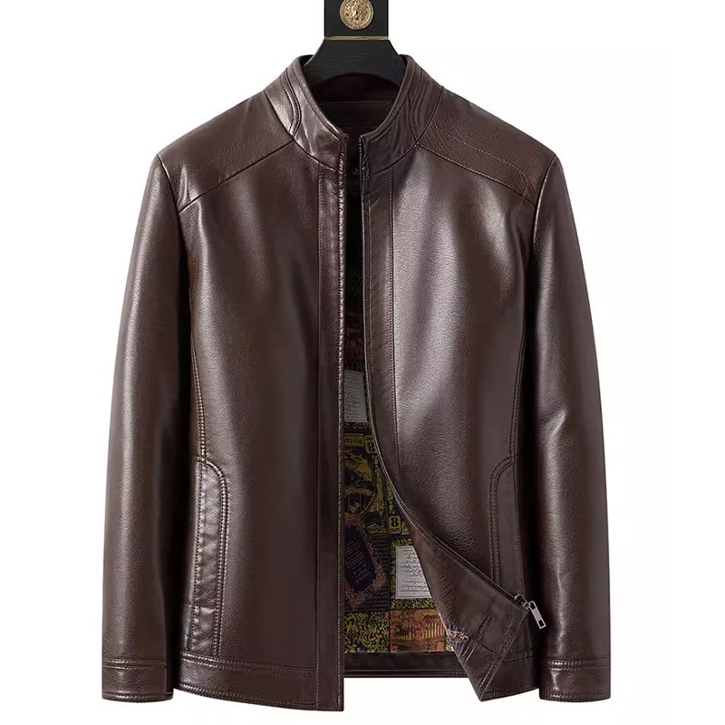 ❄️Offres d'hiver❄️ Veste chaude en cuir pour homme avec doublure en peluche 