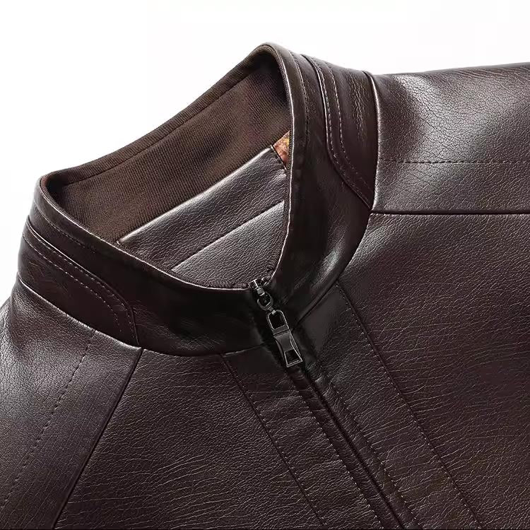 ❄️Offres d'hiver❄️ Veste chaude en cuir pour homme avec doublure en peluche 