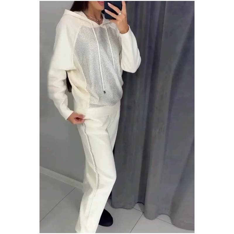 ✨ Ensemble sweat à capuche et jogging à paillettes Kuschelwohl™ – Ensemble lounge 2 pièces pour femme | Réduction de Noël –40 % 🎁