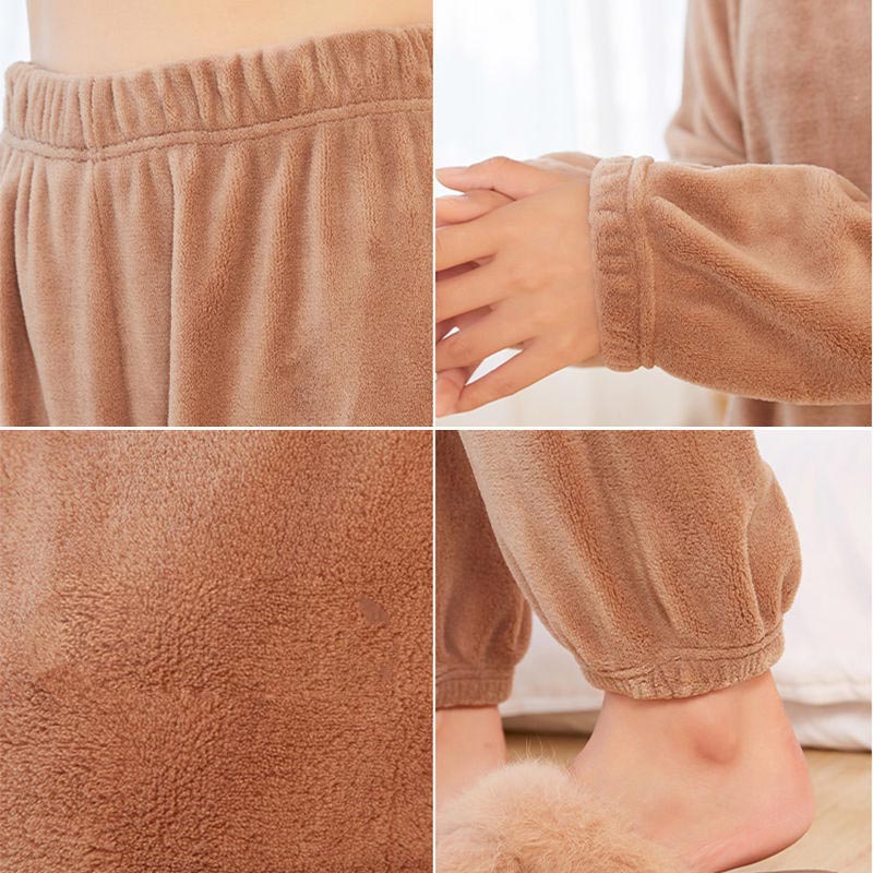 🎁 Kuschelwohl™ Lockerer, warmer und flauschiger Pyjama für Damen – Koralle | Weihnachtsrabatt –30%