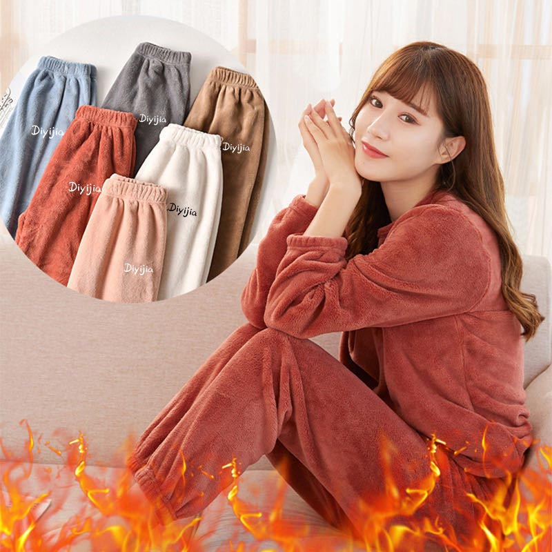 🎁 Kuschelwohl™ Lockerer, warmer und flauschiger Pyjama für Damen – Koralle | Weihnachtsrabatt –30%
