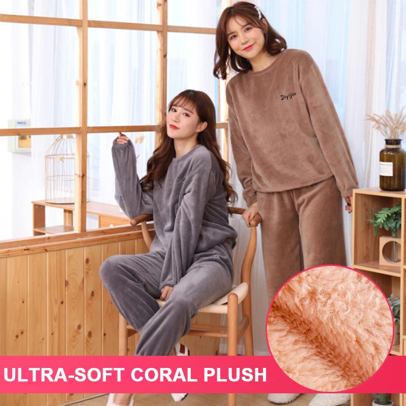 🎁 Kuschelwohl™ Lockerer, warmer und flauschiger Pyjama für Damen – Koralle | Weihnachtsrabatt –30%