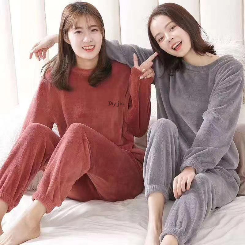 🎁 Kuschelwohl™ Lockerer, warmer und flauschiger Pyjama für Damen – Koralle | Weihnachtsrabatt –30%