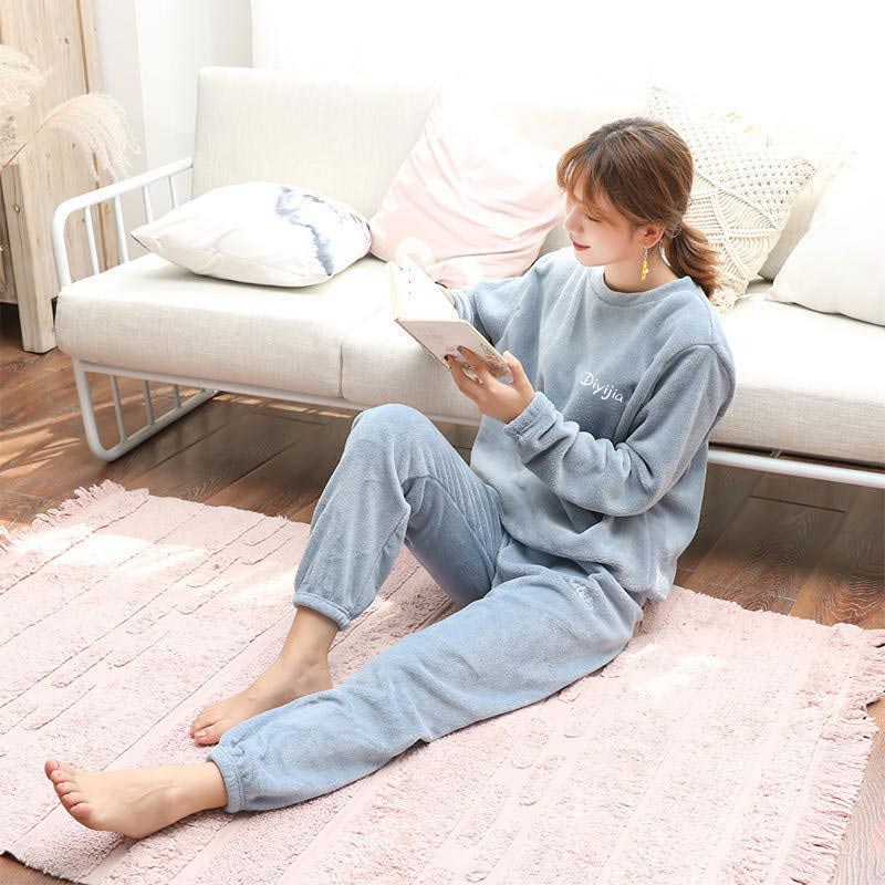 🎁 Kuschelwohl™ Lockerer, warmer und flauschiger Pyjama für Damen – Koralle | Weihnachtsrabatt –30%