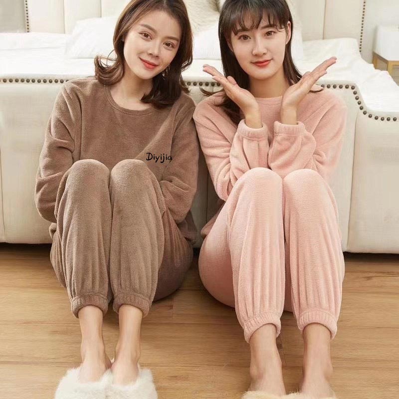 🎁 Kuschelwohl™ Lockerer, warmer und flauschiger Pyjama für Damen – Koralle | Weihnachtsrabatt –30%