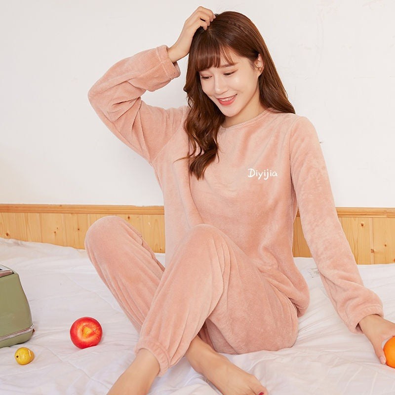 🎁 Kuschelwohl™ Lockerer, warmer und flauschiger Pyjama für Damen – Koralle | Weihnachtsrabatt –30%