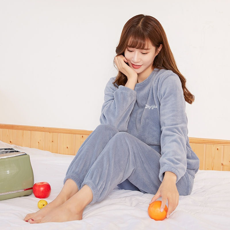 🎁 Kuschelwohl™ Lockerer, warmer und flauschiger Pyjama für Damen – Koralle | Weihnachtsrabatt –30%