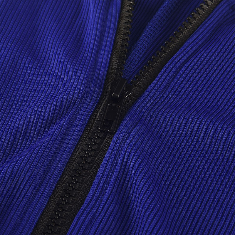 Nahtloser Jumpsuit in Unifarbe mit halbem Reißverschluss