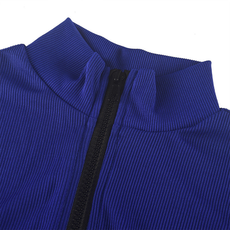 Nahtloser Jumpsuit in Unifarbe mit halbem Reißverschluss