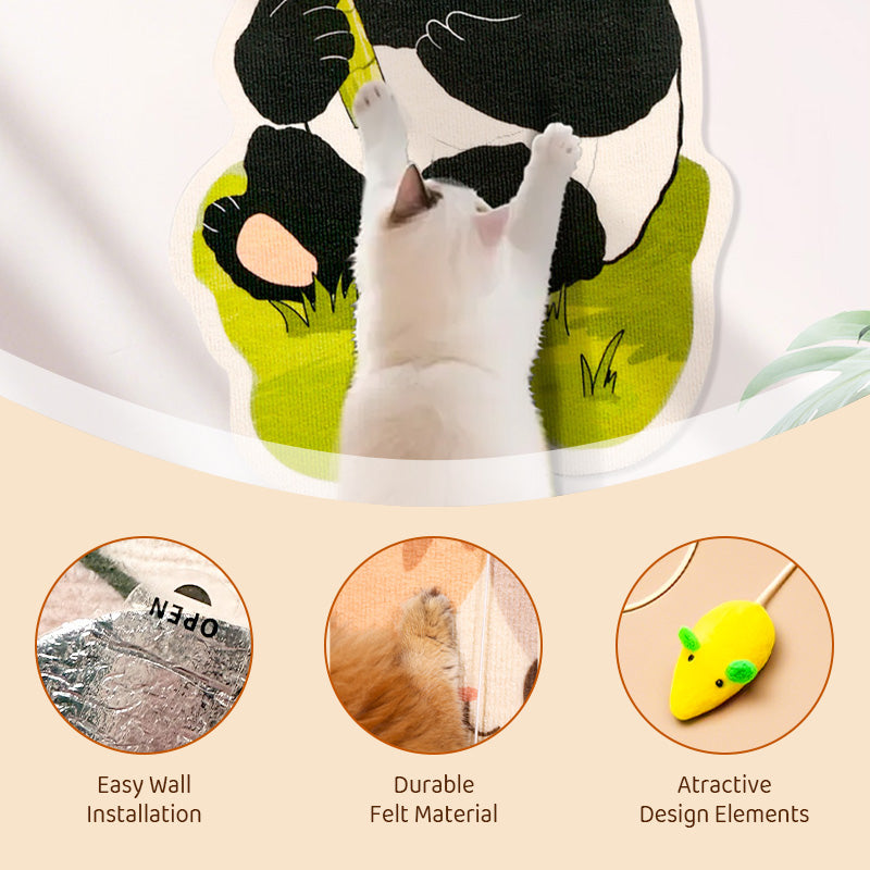 🐱🖼️ Wandmontierter Kratzbaum ohne Bohren – Strapazierfähige Filzwolle, integriertes Spielzeug & platzsparend (Ideal für Katzen, die gerne kratzen!)