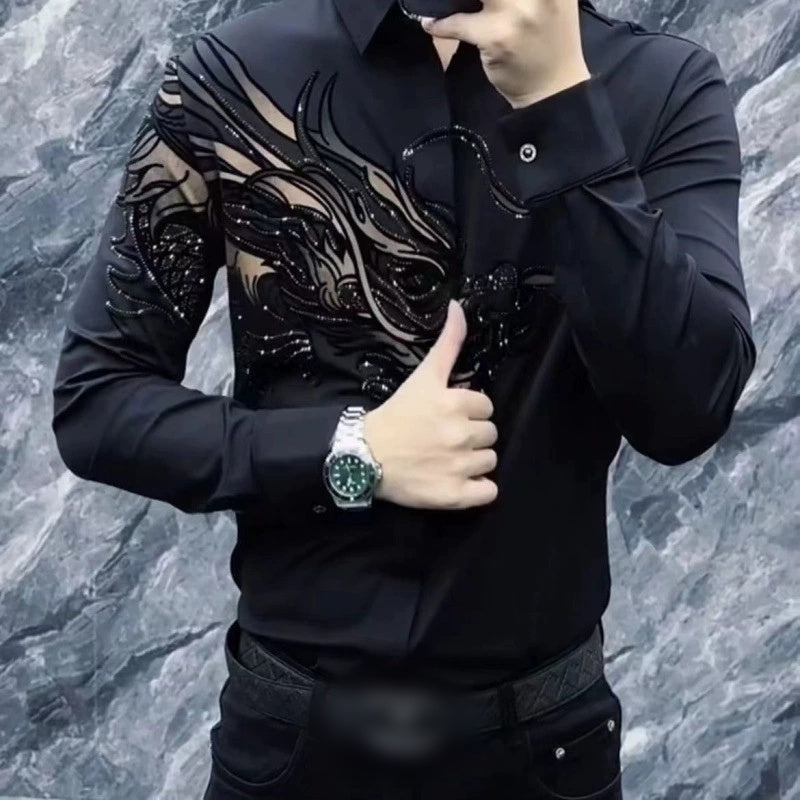Chemise imprimée élégante et ajustée pour homme