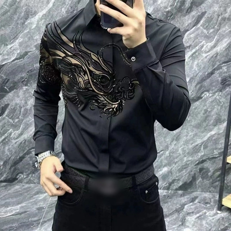 Chemise imprimée élégante et ajustée pour homme