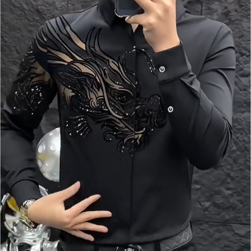 Chemise imprimée élégante et ajustée pour homme