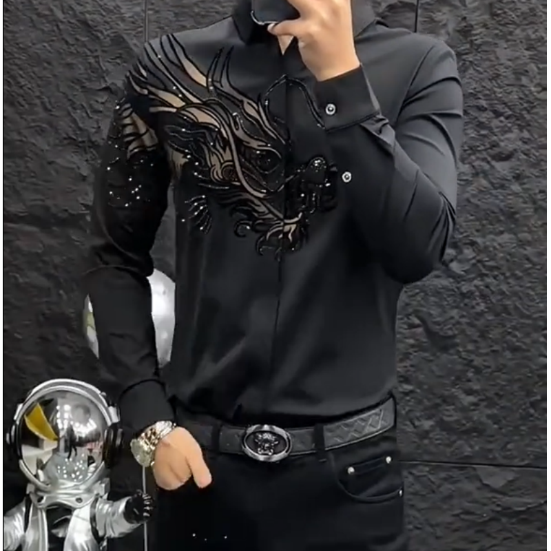 Schmal geschnittenes, stylisches Hemd mit Aufdruck für Herren