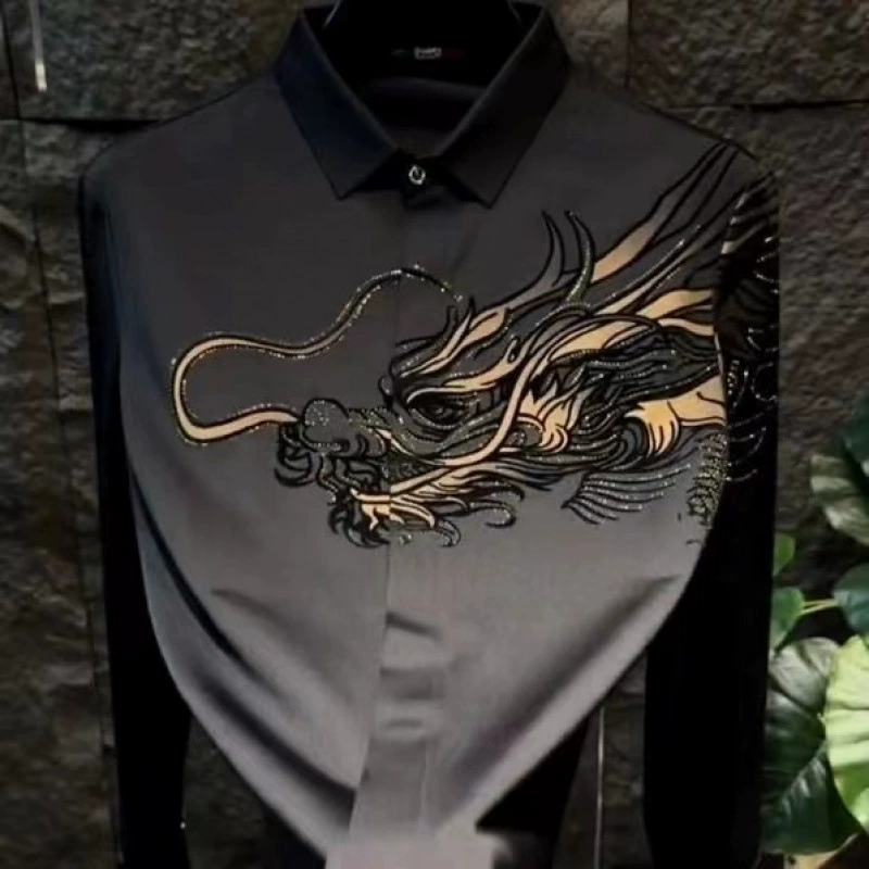 Chemise imprimée élégante et ajustée pour homme