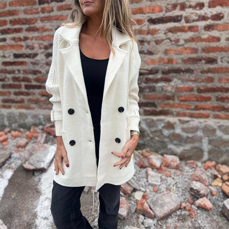 Manteau mi-long croisé en laine pour femme – Élégant, chaud et parfait pour l'hiver ❄️ | Soldes de Noël 🎄 Jusqu'à 50 % de réduction