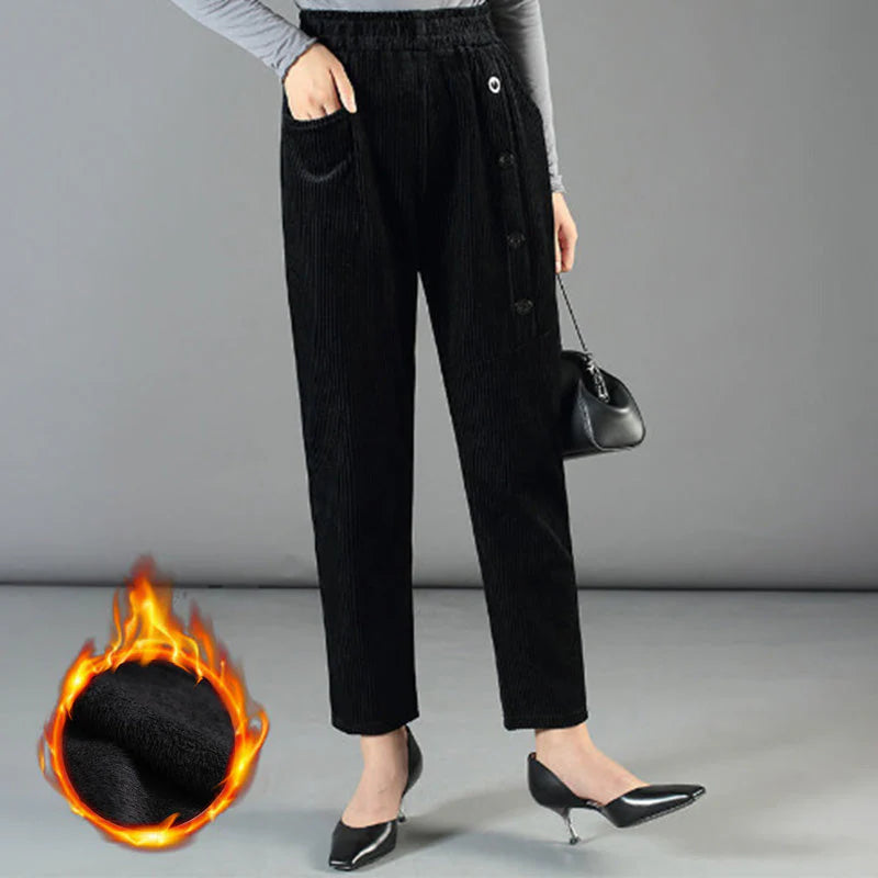 Hoch taillierte, warme Cordhose für Damen (50 % Rabatt)
