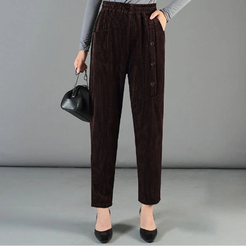Pantalon en velours côtelé chaud taille haute pour femme (50% de réduction)