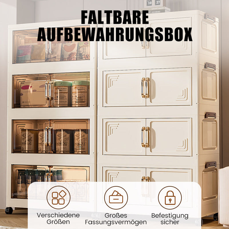 Faltbare Aufbewahrungsbox mit Deckel,  Ebenen Halterungen mit Rädern für Küche Schlafzimmer Badezimmer Lager Küche Zuhause Aufbewahrung Stapelbarer Organizer