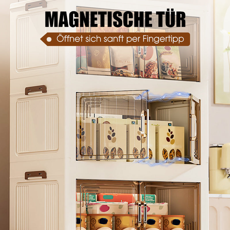 Faltbare Aufbewahrungsbox mit Deckel,  Ebenen Halterungen mit Rädern für Küche Schlafzimmer Badezimmer Lager Küche Zuhause Aufbewahrung Stapelbarer Organizer