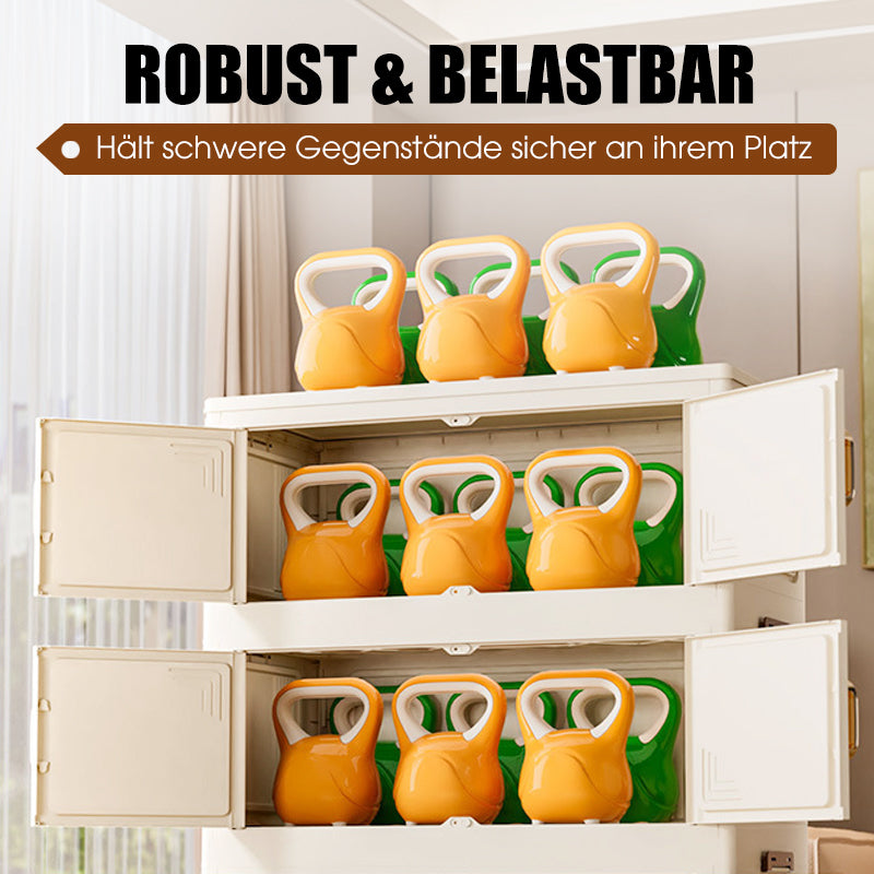 Faltbare Aufbewahrungsbox mit Deckel,  Ebenen Halterungen mit Rädern für Küche Schlafzimmer Badezimmer Lager Küche Zuhause Aufbewahrung Stapelbarer Organizer