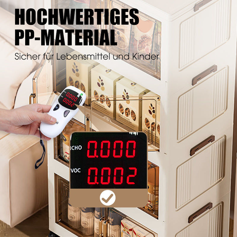 Faltbare Aufbewahrungsbox mit Deckel,  Ebenen Halterungen mit Rädern für Küche Schlafzimmer Badezimmer Lager Küche Zuhause Aufbewahrung Stapelbarer Organizer