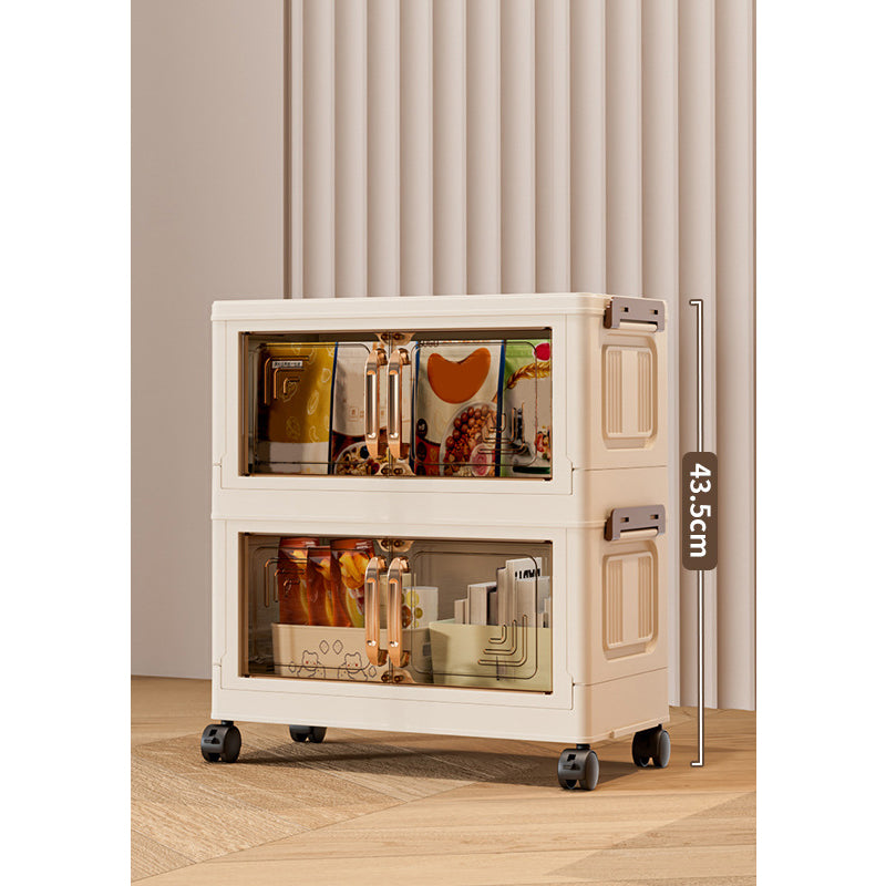 Faltbare Aufbewahrungsbox mit Deckel,  Ebenen Halterungen mit Rädern für Küche Schlafzimmer Badezimmer Lager Küche Zuhause Aufbewahrung Stapelbarer Organizer