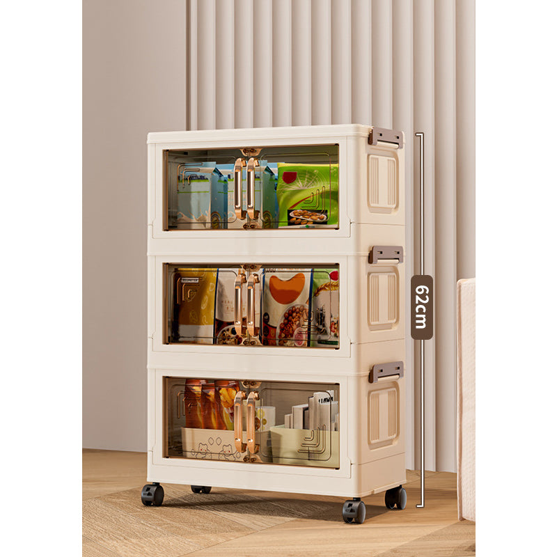 Faltbare Aufbewahrungsbox mit Deckel,  Ebenen Halterungen mit Rädern für Küche Schlafzimmer Badezimmer Lager Küche Zuhause Aufbewahrung Stapelbarer Organizer