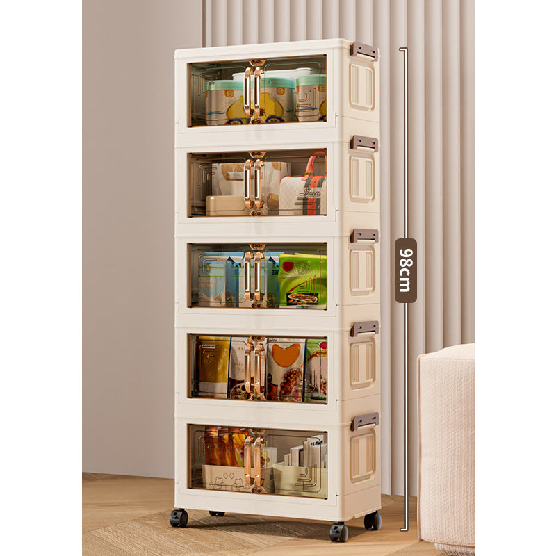 Faltbare Aufbewahrungsbox mit Deckel,  Ebenen Halterungen mit Rädern für Küche Schlafzimmer Badezimmer Lager Küche Zuhause Aufbewahrung Stapelbarer Organizer