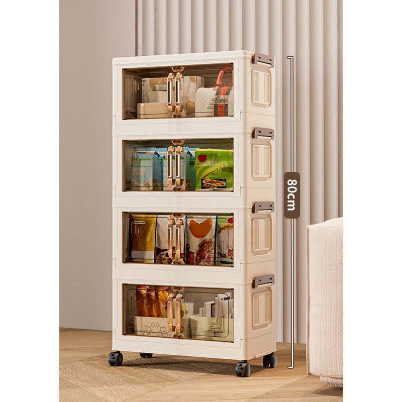 Faltbare Aufbewahrungsbox mit Deckel,  Ebenen Halterungen mit Rädern für Küche Schlafzimmer Badezimmer Lager Küche Zuhause Aufbewahrung Stapelbarer Organizer