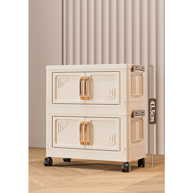 Faltbare Aufbewahrungsbox mit Deckel,  Ebenen Halterungen mit Rädern für Küche Schlafzimmer Badezimmer Lager Küche Zuhause Aufbewahrung Stapelbarer Organizer