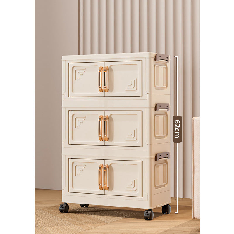 Faltbare Aufbewahrungsbox mit Deckel,  Ebenen Halterungen mit Rädern für Küche Schlafzimmer Badezimmer Lager Küche Zuhause Aufbewahrung Stapelbarer Organizer