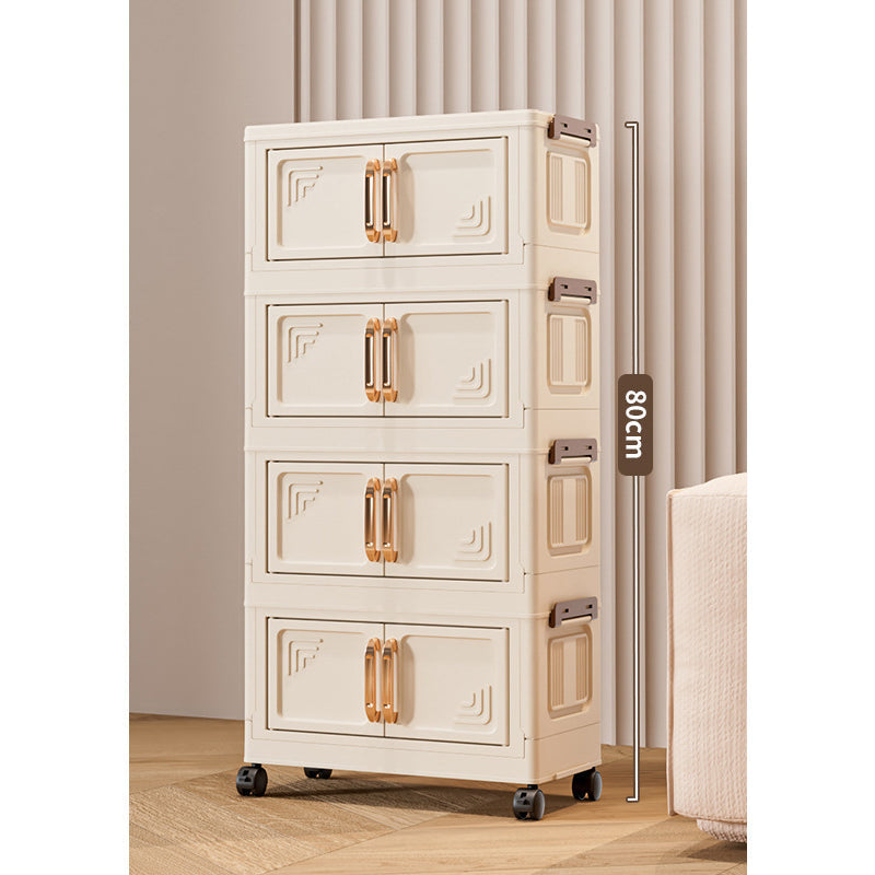 Faltbare Aufbewahrungsbox mit Deckel,  Ebenen Halterungen mit Rädern für Küche Schlafzimmer Badezimmer Lager Küche Zuhause Aufbewahrung Stapelbarer Organizer