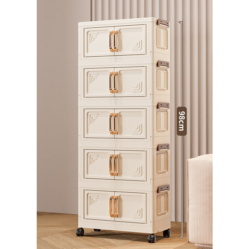 Faltbare Aufbewahrungsbox mit Deckel,  Ebenen Halterungen mit Rädern für Küche Schlafzimmer Badezimmer Lager Küche Zuhause Aufbewahrung Stapelbarer Organizer
