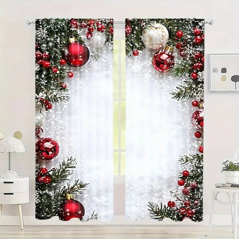 [Offre Black Friday 🎁] Rideaux de Noël douillets, lot de 2 – Créez une ambiance festive chez vous ! Profitez de 50 % de réduction ! 🎄